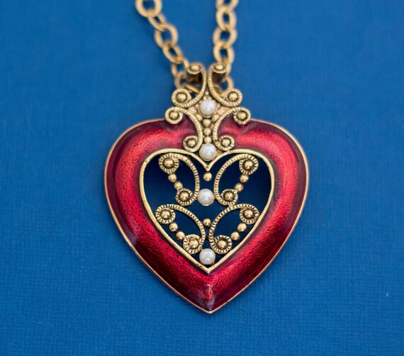 30", Statement Necklace, Heart Necklace, Large Nec