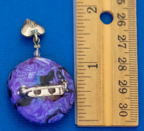 Vintage Brooch, Abstract Brooch, Purple Stone Bro… - image 2
