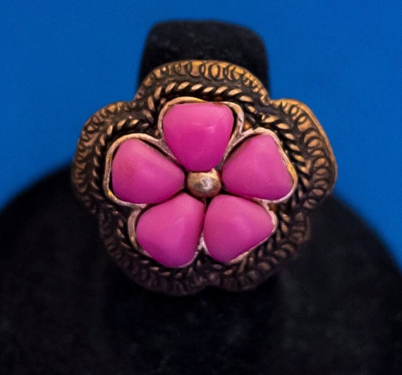 Size 6, Vintage Ring, Art Nouveau Ring, Pink Flow… - image 1