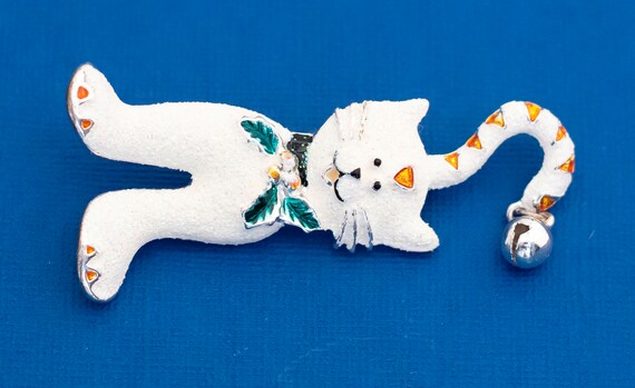 White Cat Brooch, Pet Brooch, Adorable Cat Broach… - image 2