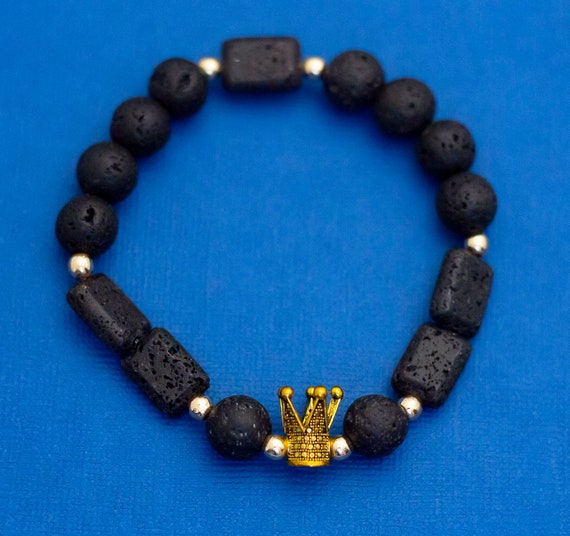 7 inch, Vintage Beaded Bracelet, Black Beads Brac… - image 1