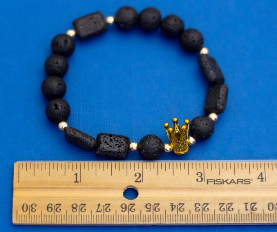 7 inch, Vintage Beaded Bracelet, Black Beads Brac… - image 3
