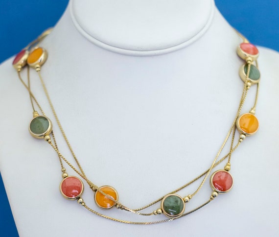 23 inch, Vintage Multi Strand Necklace, Colorful … - image 2