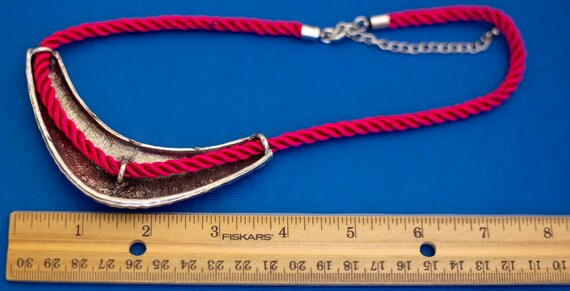 18 inch, Vintage Bib Necklace, Silver Tone Neckla… - image 3