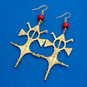 Vintage Dangle Earrings, Gold Tone Earrings, Cross Geometric Earrings, Avant Garde Earrings - D15
