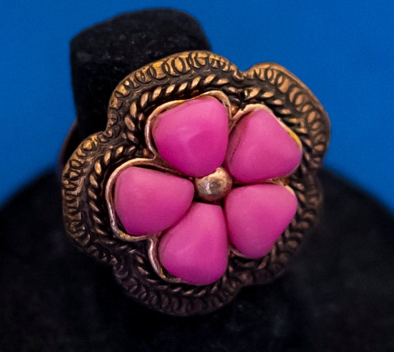 Size 6, Vintage Ring, Art Nouveau Ring, Pink Flow… - image 2