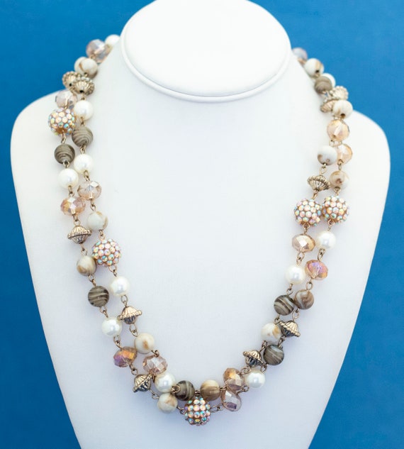 44 Inch Vintage Boho Beaded Necklace - D26 - image 2