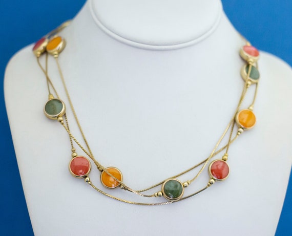 23 inch, Vintage Multi Strand Necklace, Colorful … - image 1