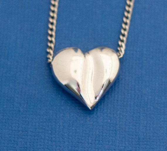 18.5", Silver Heart necklace, Heart Necklace, Lov… - image 1