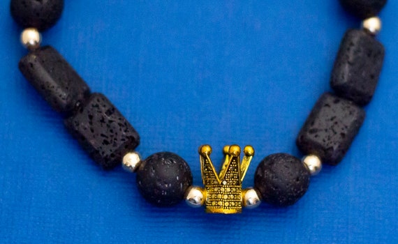 7 inch, Vintage Beaded Bracelet, Black Beads Brac… - image 2