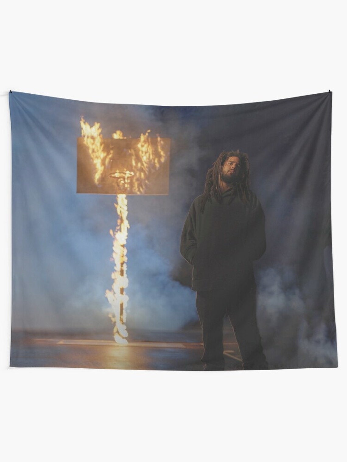 J Cole The OffSeason Album Cover Wall Tapestry Fire