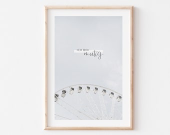 Poster | Ferris wheel | Natural paper | I am brave | positive affirmation | minimalist | sustainable | Gift