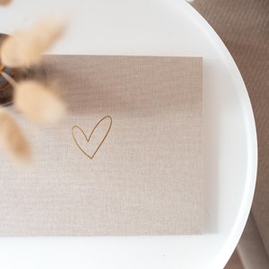 Guest book made of linen sand | HEART | Gold stamping