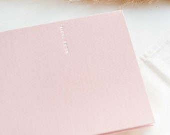 Linen guest book | MY BAPTISM | customizable | embossed in white