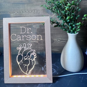 LED Acrylic Anatomical Heart Frame Cardiologist Gift Cardiology Birthday Gift Med School Graduation Gift Heart Surgeon Gift Heart Anatomy