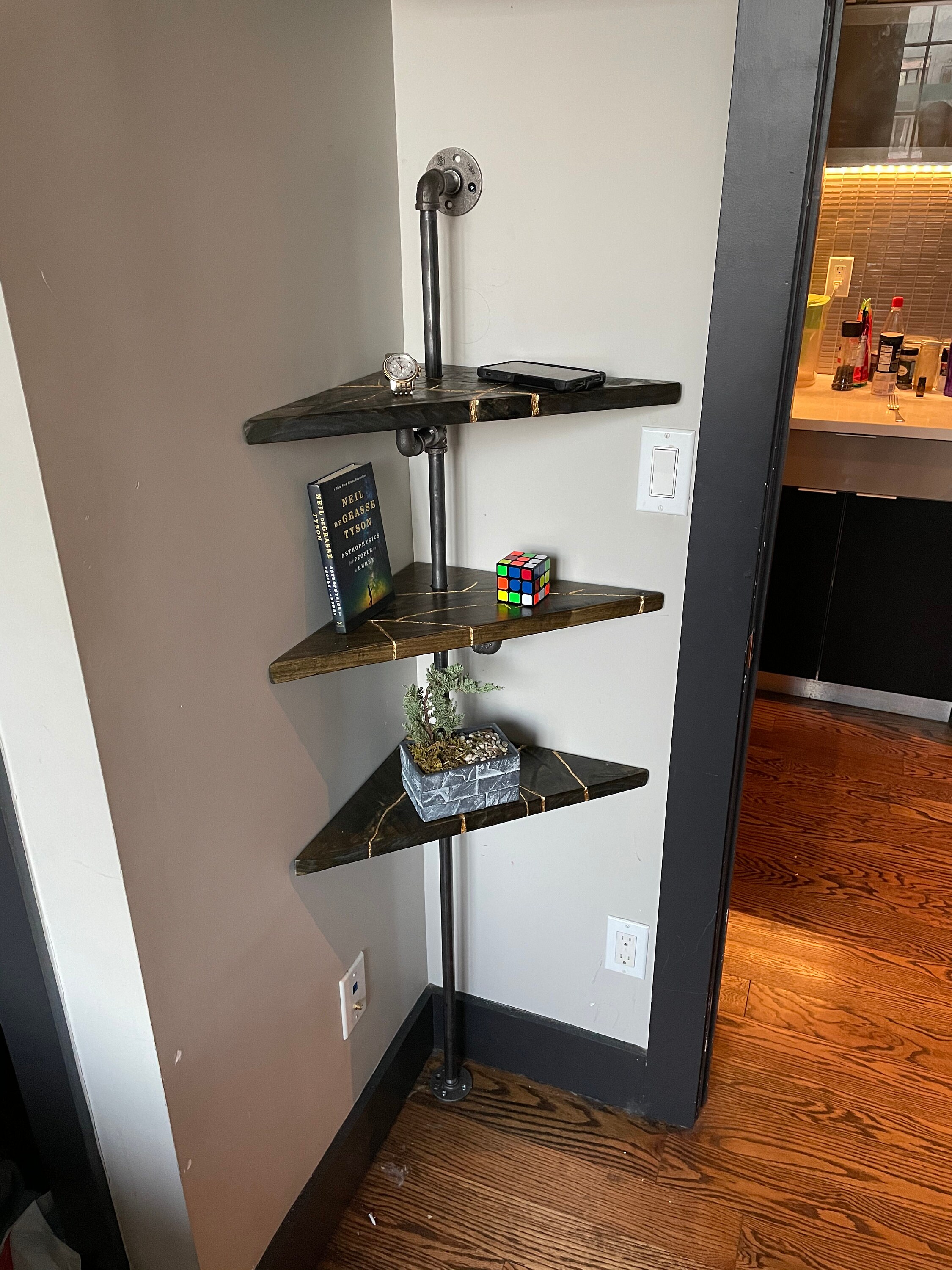 Industrial Shelfs Angle Shelfs Furniture 23K Golden leaf Etsy