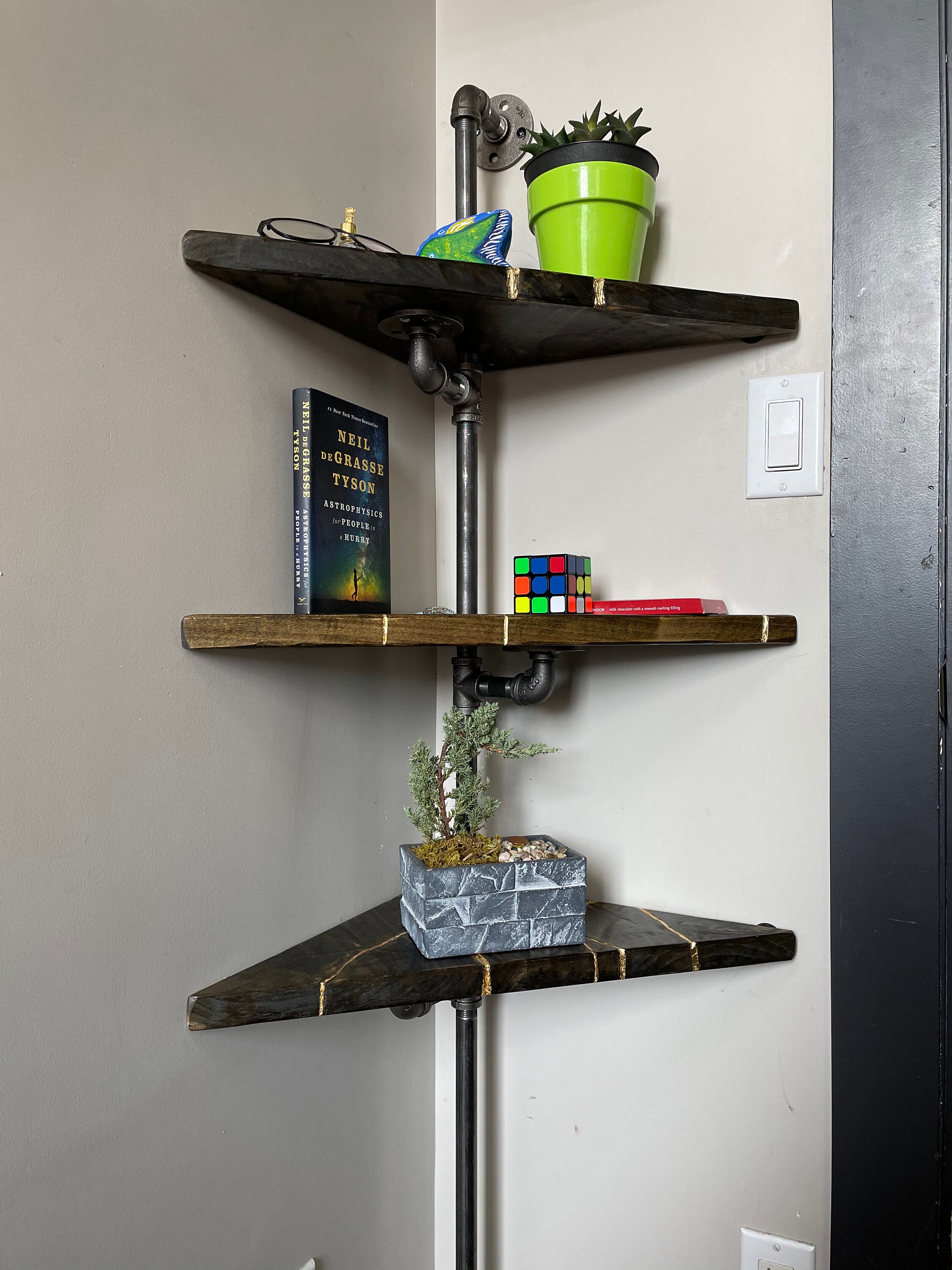 Industrial Shelfs Angle Shelfs Furniture 23K Golden leaf Etsy