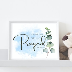 For This Child We Have Prayed Print | Baby Boy Nursery Art | 1 Samuel 1:27 Verse | Boy baptism gift