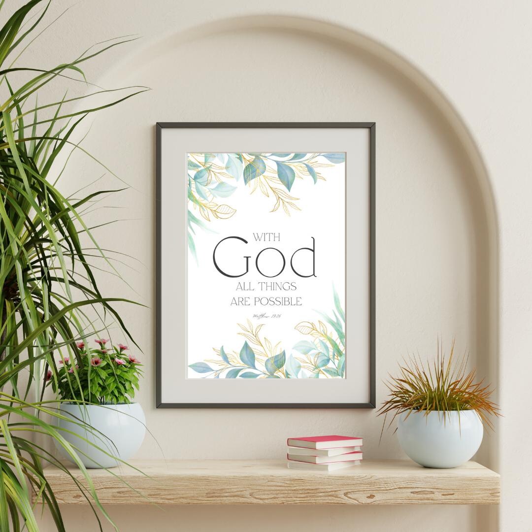 Floral Bible Verse Print, Modern Christian Wall Art (digital Download ...