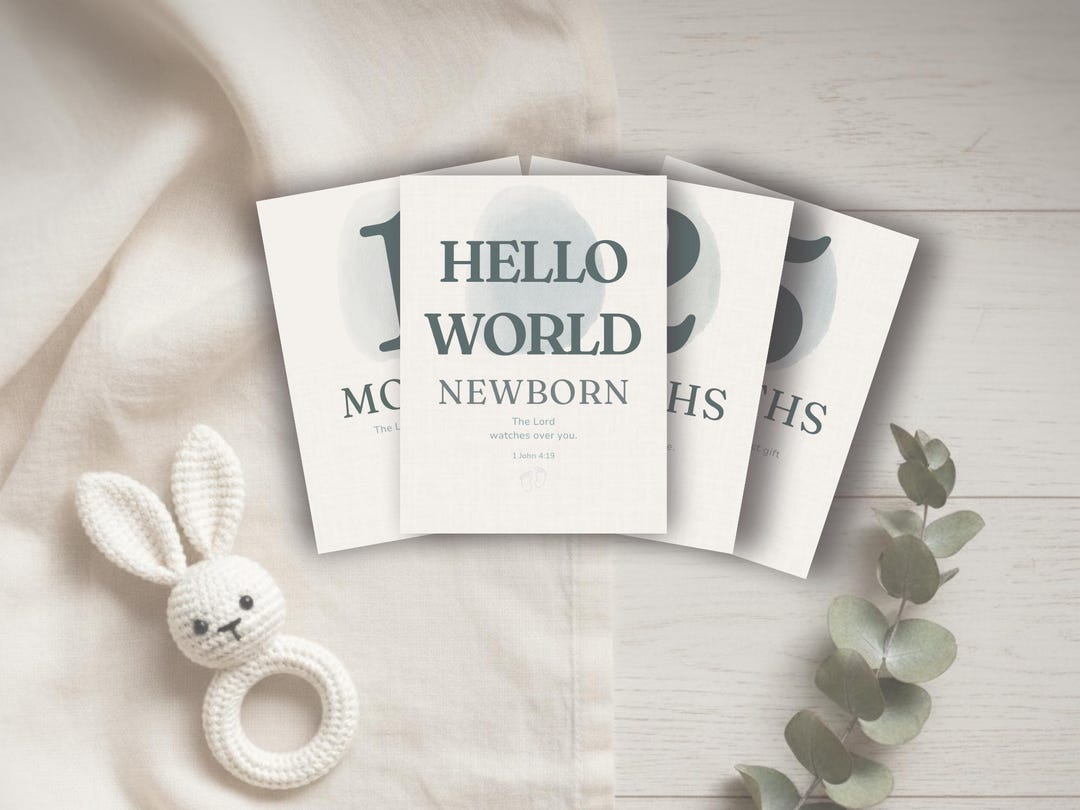 Neutral Christian Baby Milestone Cards for Boys | Scripture Monthly ...