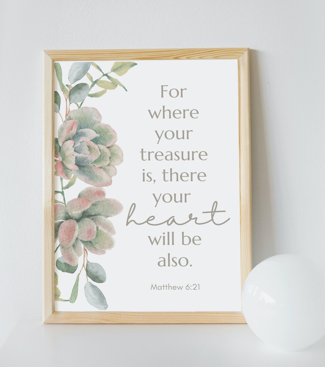 Bible Verse Art, Where Your Treasure is Art, Matthew 6:12 Art, Let Your ...