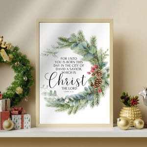 Christmas Wall Art Christmas Wreath Decor Christian Christmas Decor Christmas Art Christmas Scripture Art Holiday Faith Gift Home Decor