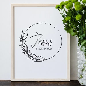 Jesus I trust in You Print, Divine Mercy printable, Faustina art, Jesus I trust in You wall art, saint Faustina art, divine mercy art