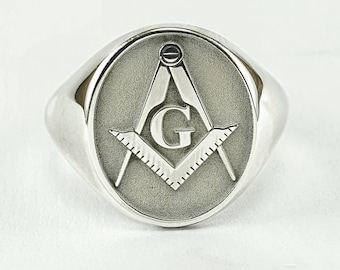 Anillo Masónico de Plata Esterlina: Joyas Masónicas, Regalo para Maestro Masón