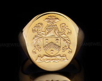 Custom Family Crest Signet Ring: Sterling Silver Coat of Arms