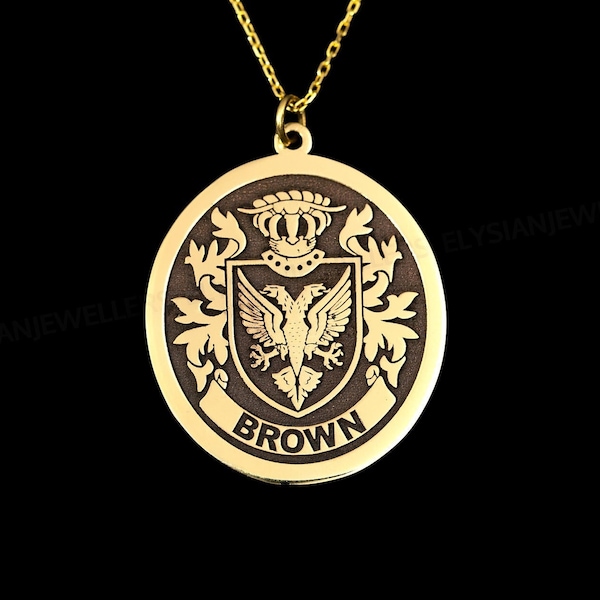 Solid Gold Coat of Arms Necklace, Family Crest Necklace, Custom Signet Pendant, Crest Ring, Family Crest Pendant, Personalized Jewelry
