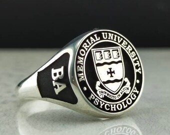 Sterling Silver University Ring, Custom College Logo, Graduation