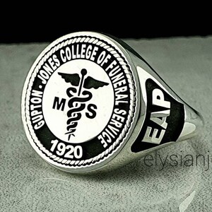 Sterling Silver University Ring, Custom Engraved Signet Ring