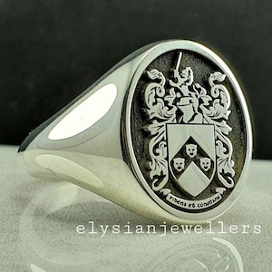 Coat of Arms Ring, Family Crest Rings, Custom Signet Ring, Crest Ring, Family Crest Signet Ring Christmas Gift image 1