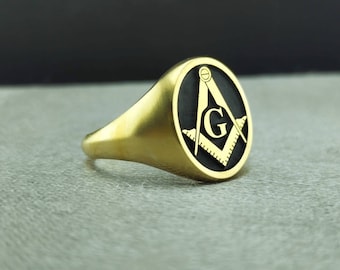 Anillo masónico de plata de ley: joyería con símbolo masónico
