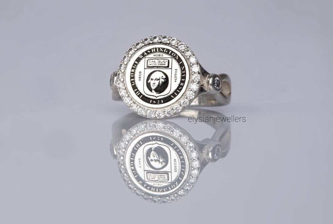 University Key Rings Sterling Silver University Ring, Custom College Logo, Graduation Gift ...