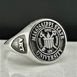 Sterling Silver University Ring, Custom College Graduation Gift