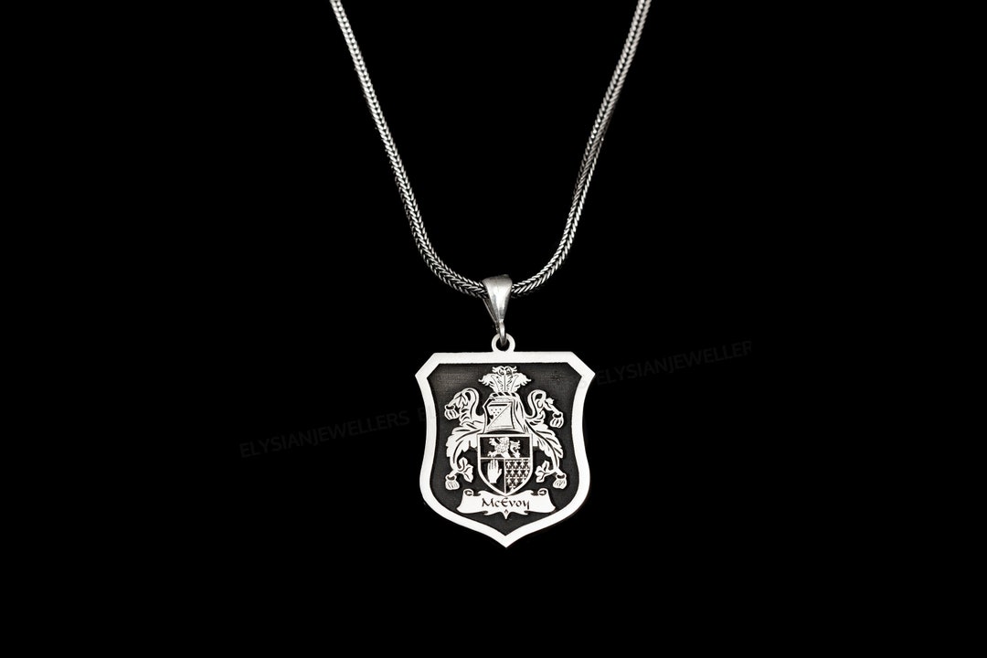 Coat of Arms Necklace, Family Crest Necklace, Custom Signet Pendant ...
