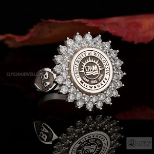 Aangepaste sterlingzilveren universiteitsring, afstudeercadeau