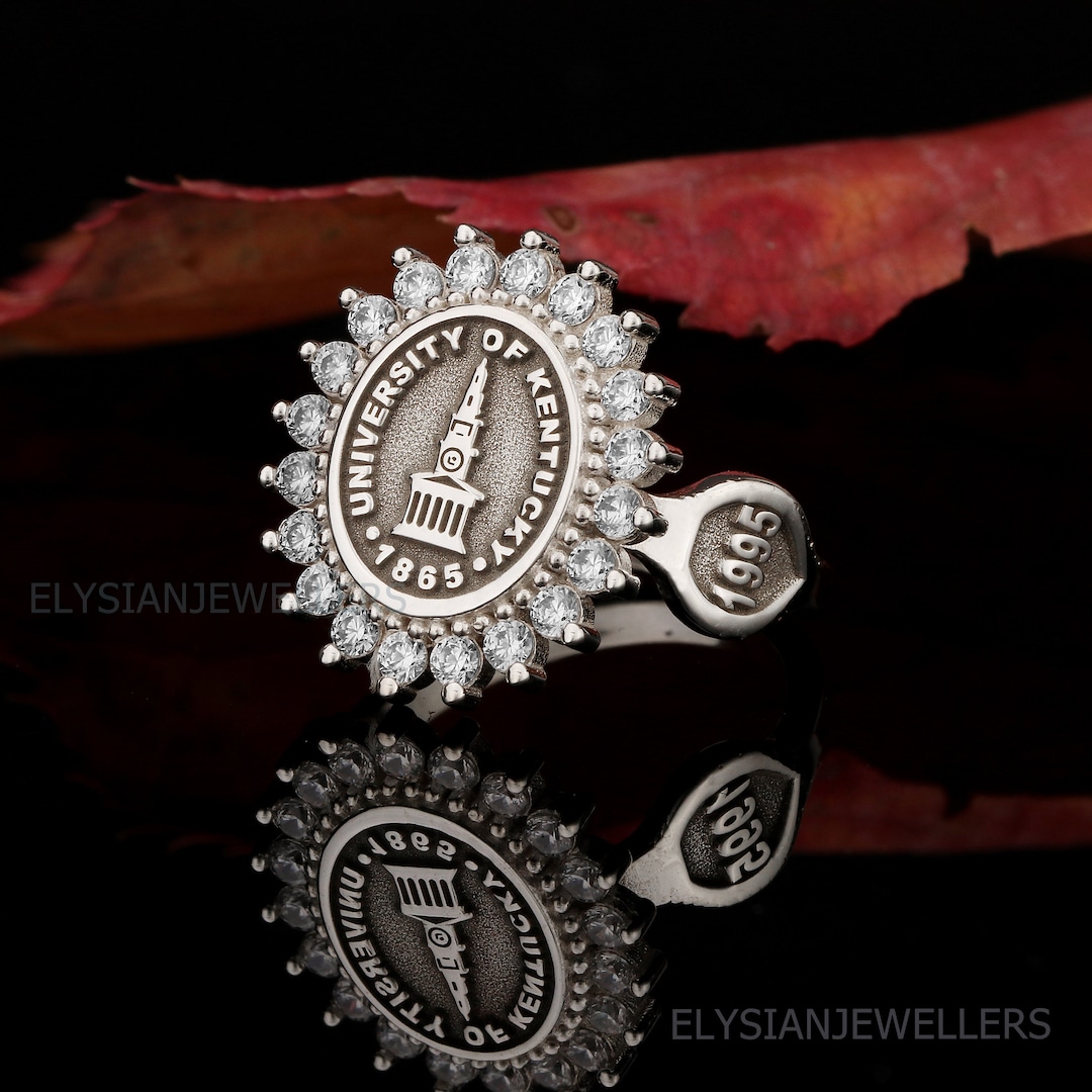 Sterling Silver University Ring, Graduation Gift, Custom College Logo ...