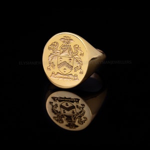 Wapen ring, familie crest ringen, aangepaste zegel ring, crest ring, familie wapenschild zegel ring kerstcadeau afbeelding 2