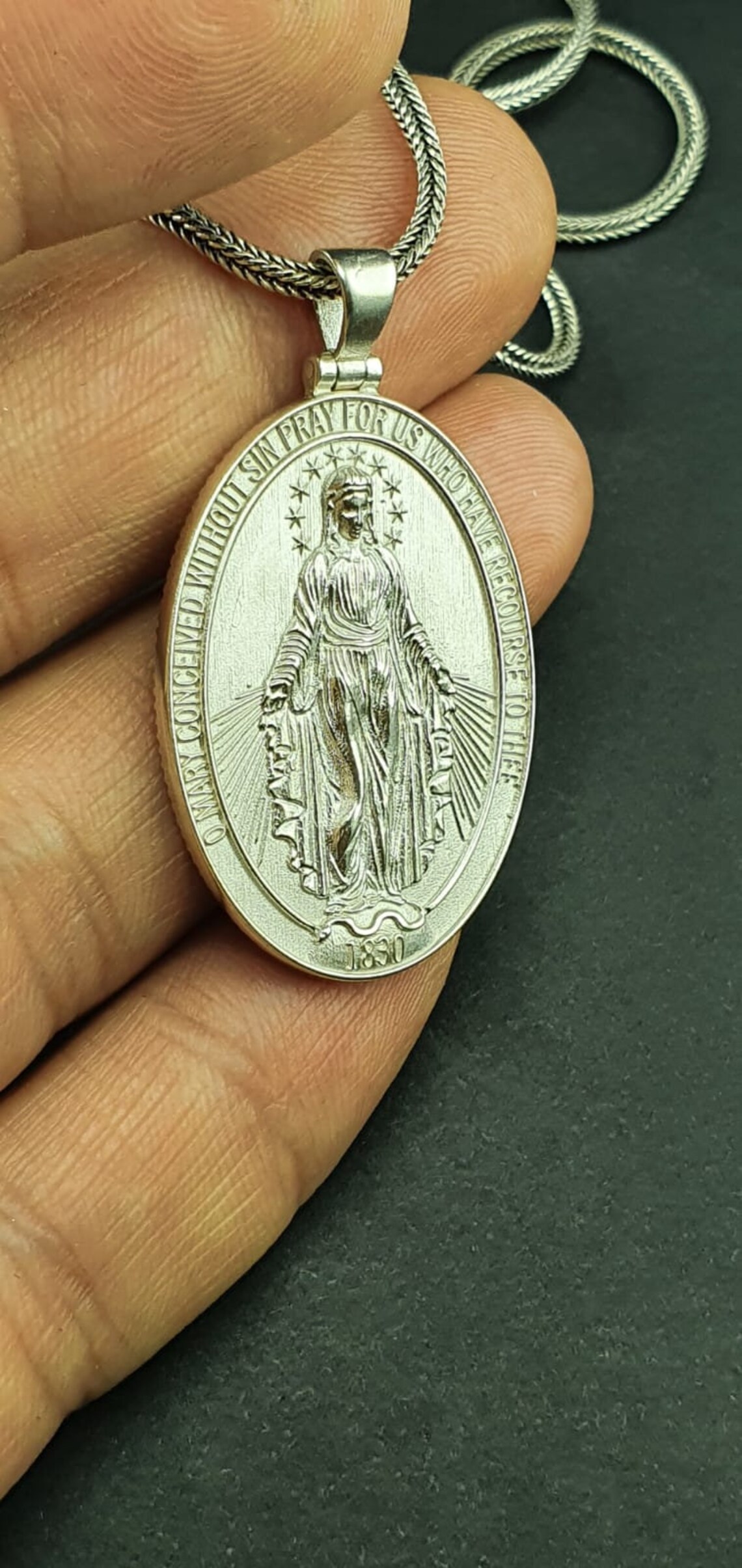 Marian Consecration Pendant Virgin Mary Pendant Sterling Etsy