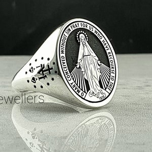 Marian Consecration Ring, Virgin Mary Ring, Sterling Silver Miraculous Virgin Mary ring, Christmas Ring, Christmas Gift