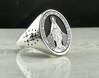 Marienweihe Ring, Jungfrau Maria Ring, Sterling Silber Miraculous Jungfrau Maria Ring, Weihnachtsring, Weihnachtsgeschenk