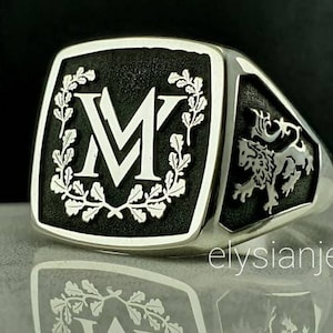 Custom Sterling Silver Family Crest Signet Ring