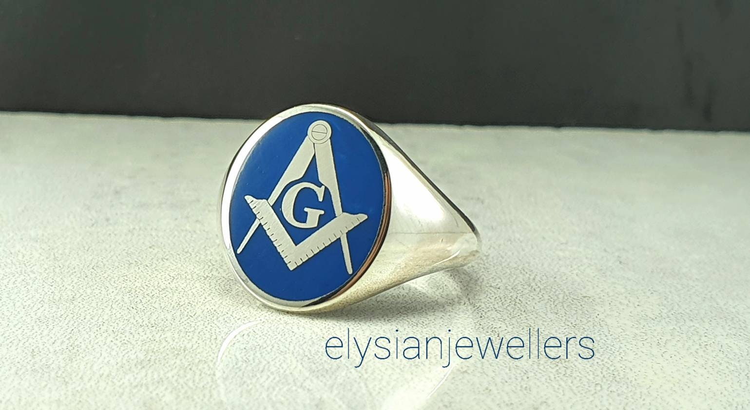 Sterling Silver Masonic Ring: Freemason Symbol Jewelry