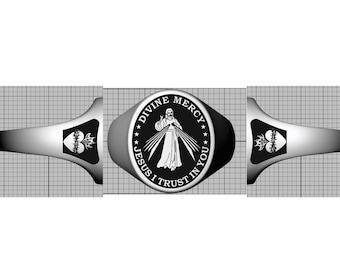 Anillo de la Divina Misericordia de Jesús, Anillo del Sagrado Corazón, Joyería religiosa personalizada