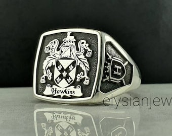 Anillo De Escudo De Armas, Anillos De Cresta Familiar, Anillo De Sello Personalizado, Anillo De Cresta, Anillo De Escudo Familiar Regalo de Navidad