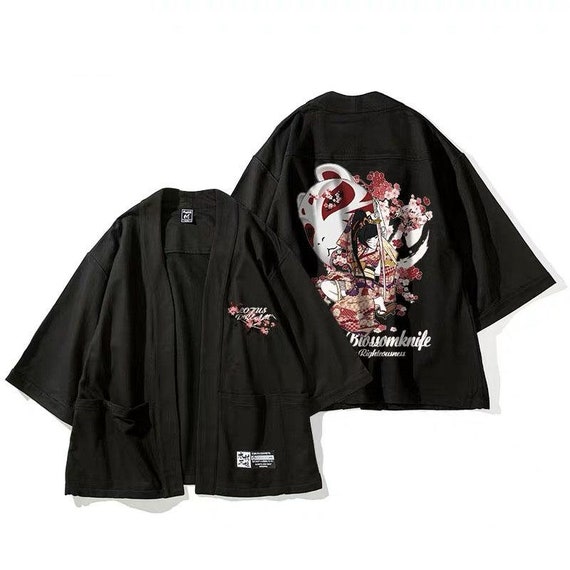 Geisha and Kitsune Mask Kimono Jacket 