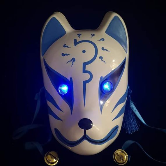 Masque kitsune ン Blue Curseン/Masque de renard japonais  Etsy