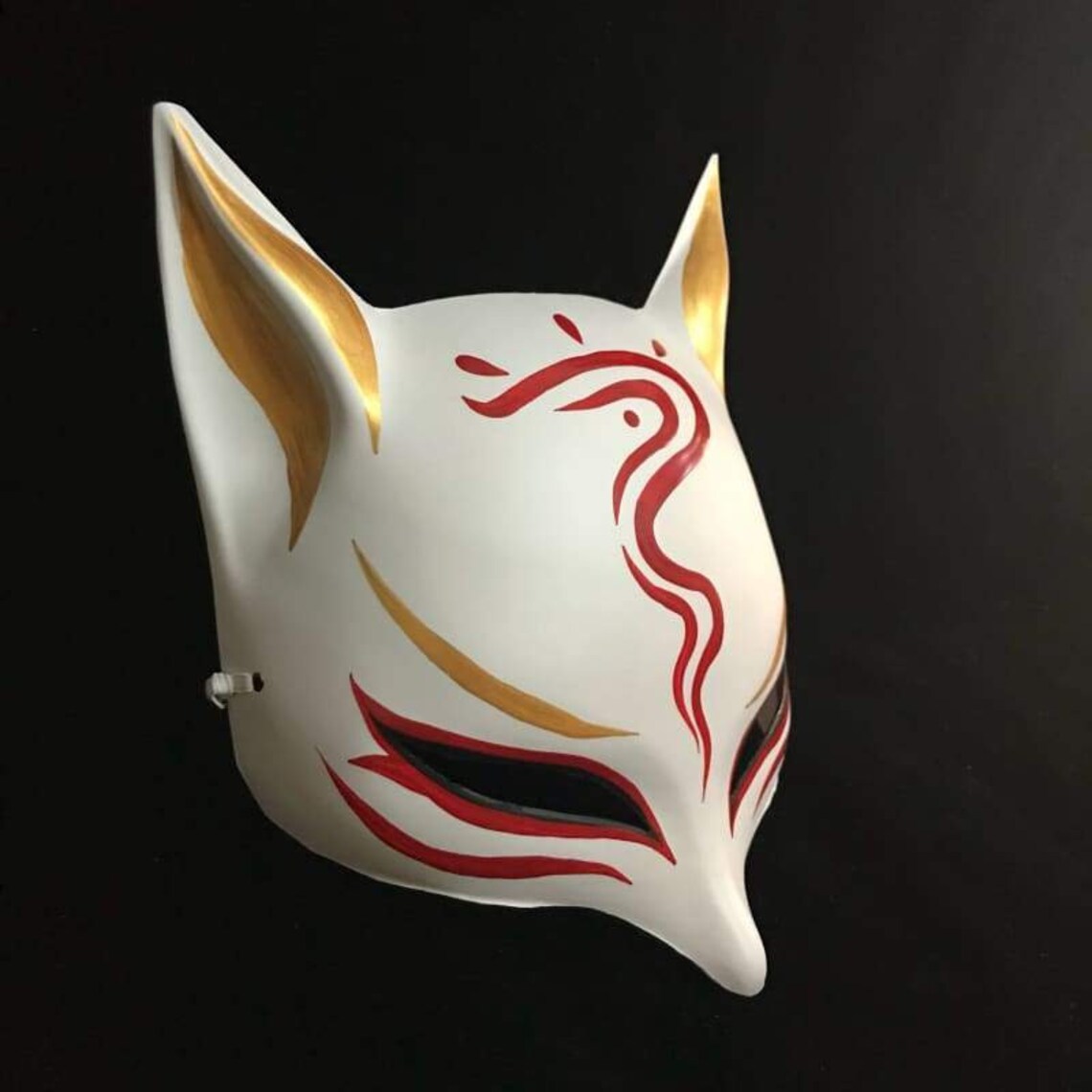 Kitsune Mask red Curse Hand Painted Japanese Fox Mask Etsy